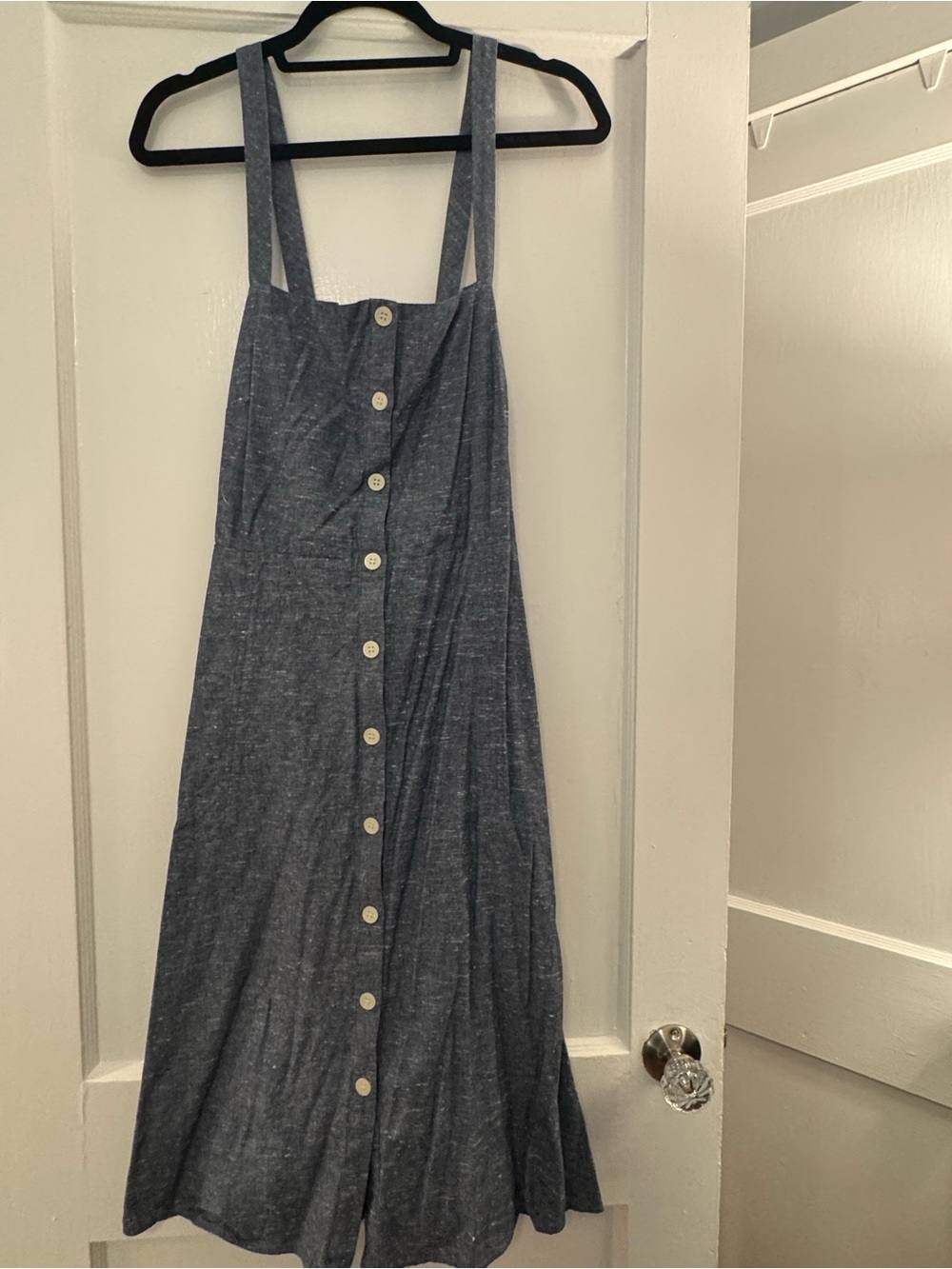 Madewell Chambray Button-Front Midi Sundress in Blue